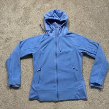 Columbia Hoodie Womens Small Blue Fleece Logo Stretch Full Zip Outdoor Hiking