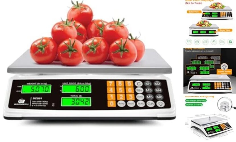 Price Computing Scale 88lb/40kg Commercial Food Scale for Produce Flat Platform