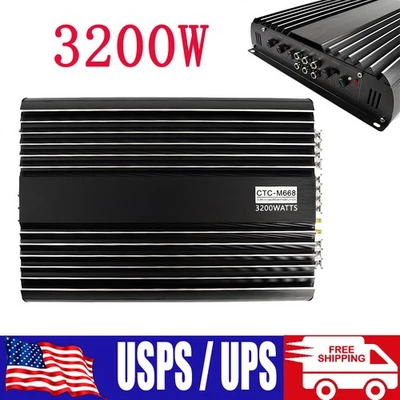 LGJ.2023 3200W 12V 4 Channel Car Amplifier Stereo Power Amp Audio 4CH Bass Sub Woofer