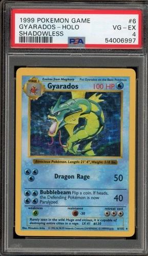 Pokemon Gyarados Base Set Shadowless Holo Rare #6 PSA 4
