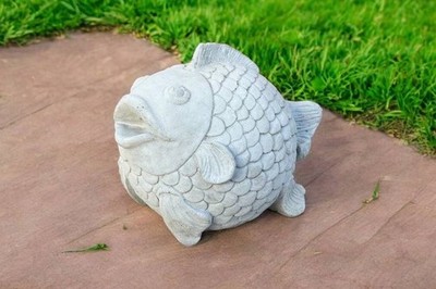 Koi Fish Concrete Garden Statue Zen Garden Decor Japanese Style Outdoor Sculptur