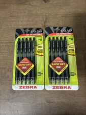 2 Packs Zebra Sarasa Gel Retractable Ink Pens Medium Point Black
