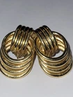Vintage Crown Trifari Earrings Gold Tone Knot Clip-On Costume Fashion Jewelry