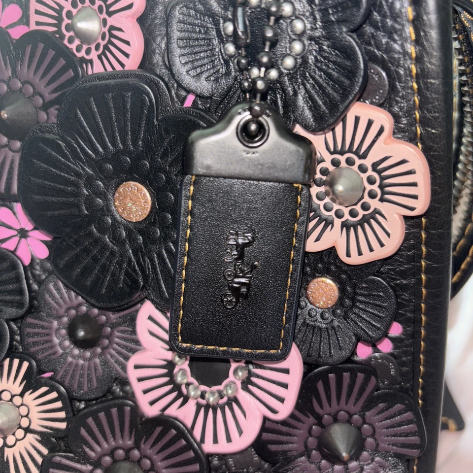 Bolso de mano Coach 1941 Rogue 25 Tea Rose negro rosa guijarro cuero 87065 Foto 2 de 4