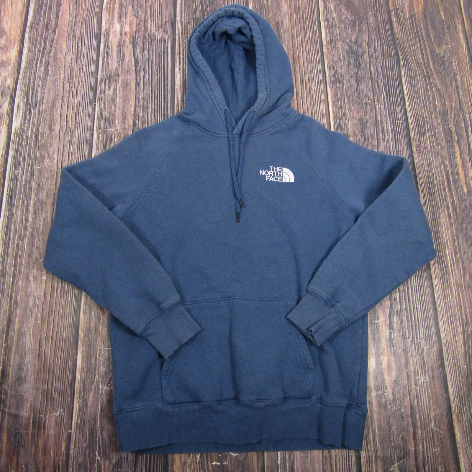 The North Face Hoodie Womens Medium Blue Pullover Fleece Graphic Sweatshirt
