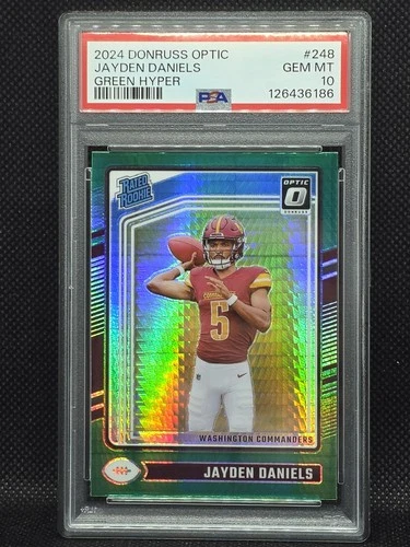 2024 Panini Donruss Optic Rated Rookie Jayden Daniels Green Hyper Prizm PSA 10