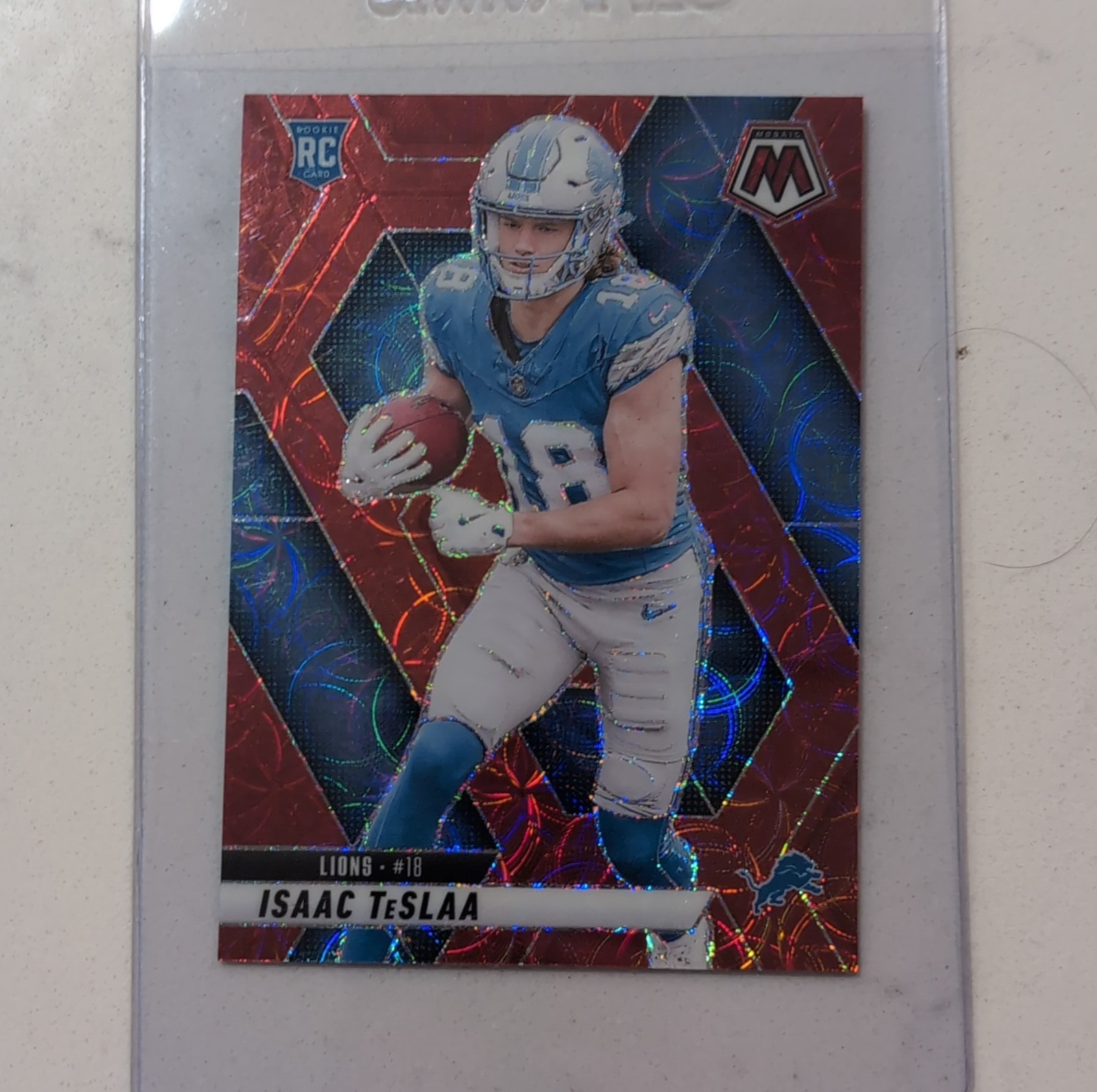 Panini 2025 Mosaic Isaac TeSlaa #319 Red Mosaic Prizm Detroit Lions Rookie