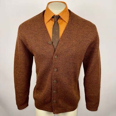 1960s Columbia Knit Thunderbird Sweater Mens Cardigan Vtg 60s