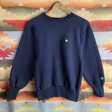 VTG 90s Champion Navy Blue Reverse Weave Pullover Crewneck Sweatshirt Size Med