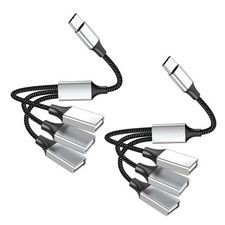 2-Packs USB C to 3 USB Female Adapter, Type C to Multi-Port Splitter Hub with...