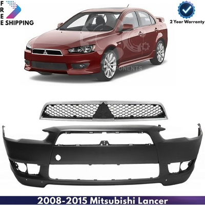#ad Front Bumper Cover Fascia amp; Grille Assembly For 2008 2015 Mitsubishi Lancer $229.00