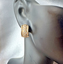 14K YELLOW GOLD - REVERSIBLE SATIN FINISHED DIAMOND .26Ct HUGGIE EARRINGS