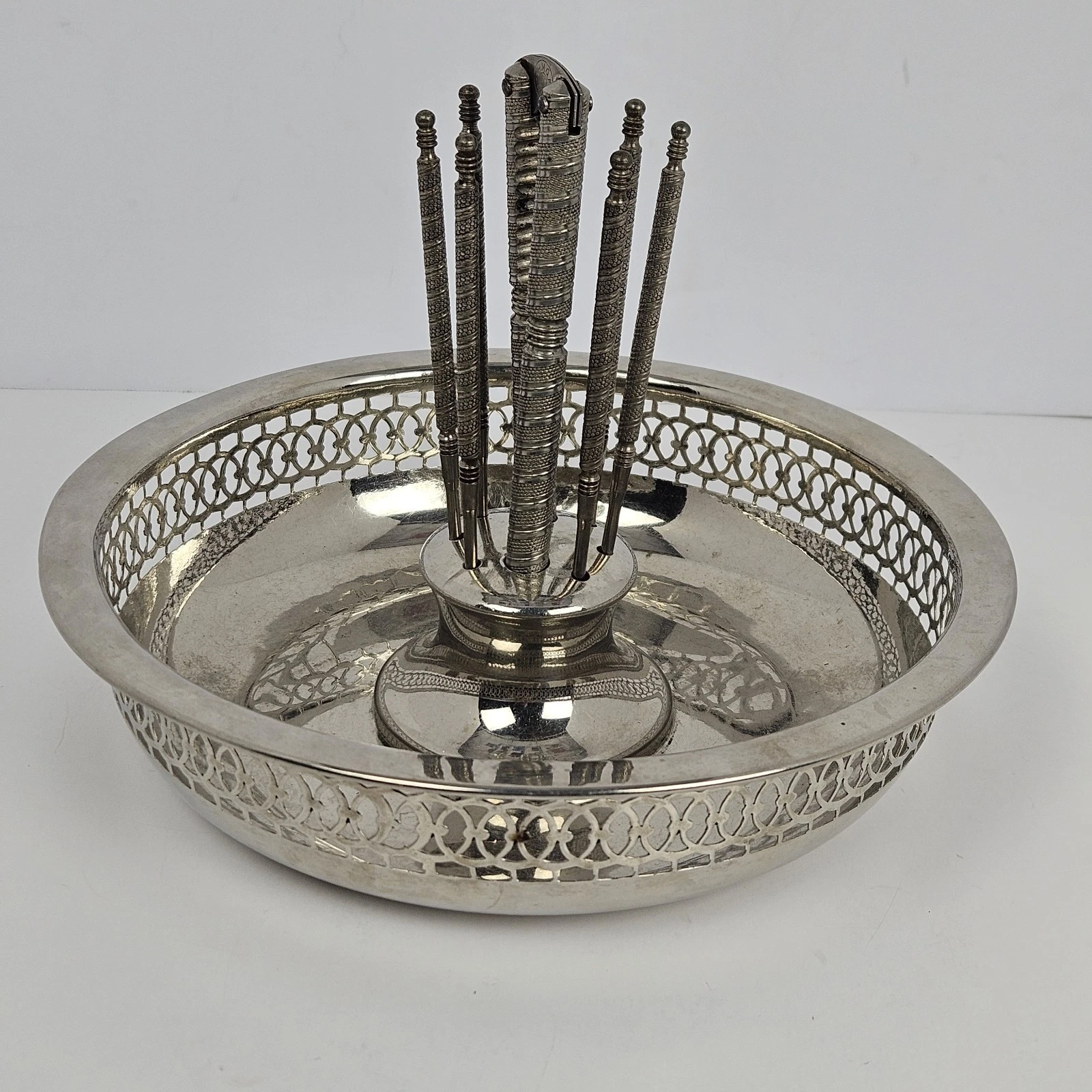 Vintage 8.5" Nutcracker Tray W/ 7 Piece Nutpick Serving Set by H.M Quackenbrush
Opens in a new windo