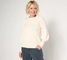 Belle by Kim Gravel Class Sass Miss Jo Pearl Sweater Cream XXS New