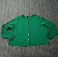 Isaac Mizrahi Live Cardigan Cotton Women Long Sleeve Green Solid 2X