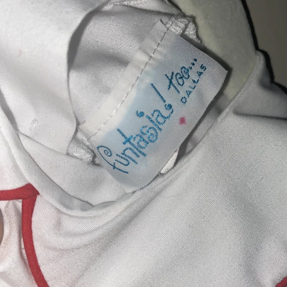 ¡Funtasia para niños también! Camisa blanca unisex 24M roja ribete de tubería vacaciones otoño invierno Foto 3 de 4