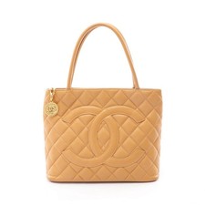 Chanel Caviar Skin Tote Bag Women Beige One Size