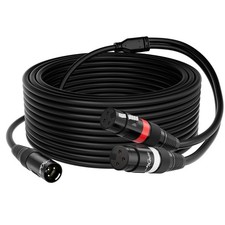 XLR Splitter Y-Cable 10 FT 3-Pin Male to Dual Female Balanced Microphone Cord