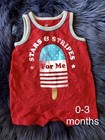 Baby Gap Baby Boy One Piece Tank Romper Shorts Patriotic Stars & Stripes 0-3M — photo 1