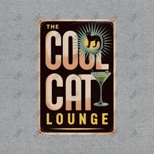 Vintage Style Cool Cat Lounge Metal Sign Retro Bar Decor Man Cave #697563