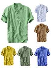 NEU Herren - Henley - Hemden Aus Leinen Kurz�...