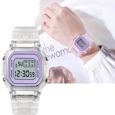 Digital Screen Sport Watch Men Women Unisex Boys Girls Kids Rectangle Wristwatch