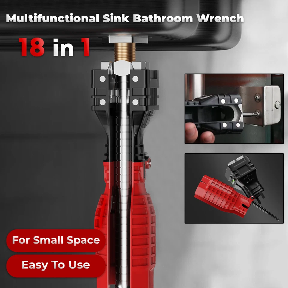 14/18 IN1 Multifunction Faucet Sink Basin Installer Pipe Wrench Tap Spanner Tool - Image 2 of 4