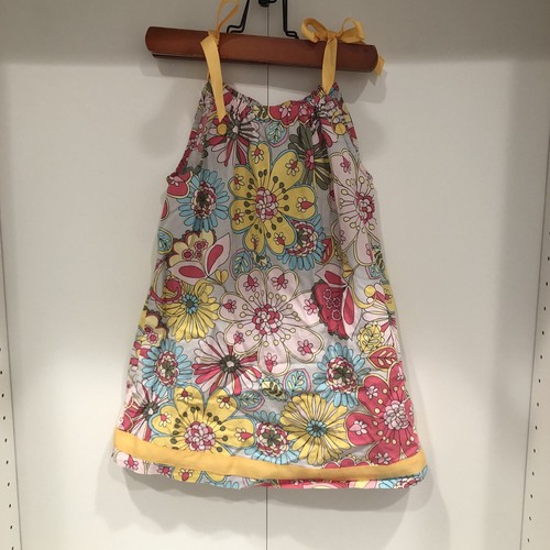 HANNA ANDERSSON mehrfarbiges Kissenbezug-Kleid mit Blumenmuster ~ Mädchengröße 100/4