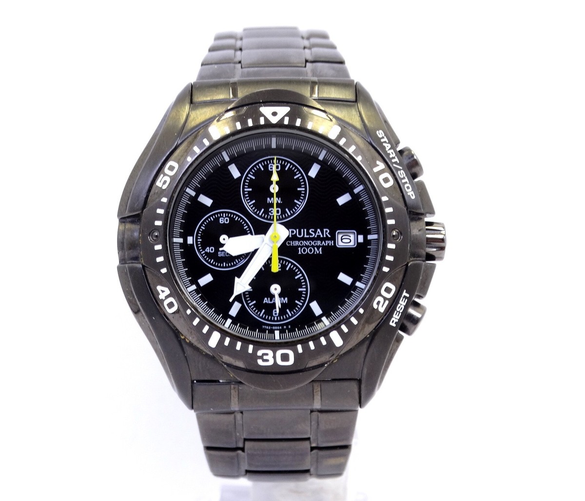 PULSAR Chronograph Gun Metal Black Dial 7T62-X164 100M Divers