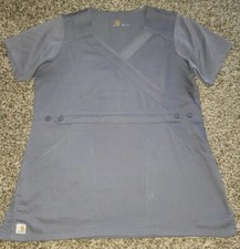 Carhartt Mock Wrap Womens Medical Scrub Top Gray Small