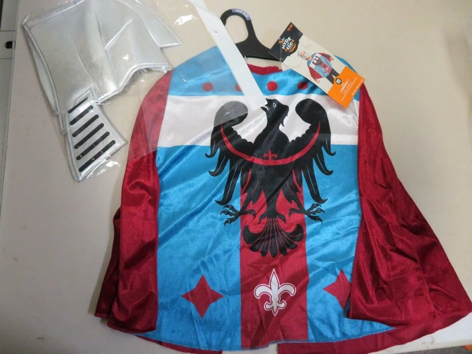 Fantasia de cavaleiro infantil Halloween medieval capa e capacete peça para cabeça - Imagem 2 de 4