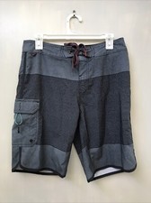 Reef Surf Board Shorts To Trip On Mens Gray Black Striped Size 32