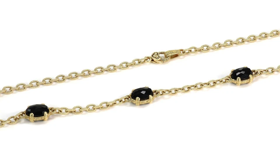 Collar Judith Ripka Ónix Oro Amarillo 14k Texturizado Eslabón Ovalado ¡LIQUIDACIÓN! Foto 4 de 4