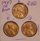 1947 P D S LINCOLN WHEAT CENT PENNY 1C CHOICE RED BU+++ SET (3 COINS) 47817