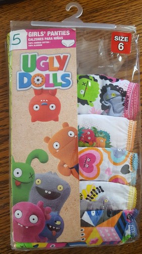 Ugly Dolls, Girls Size 6, Underwear Panties, Pack of 5, New Opened Pack