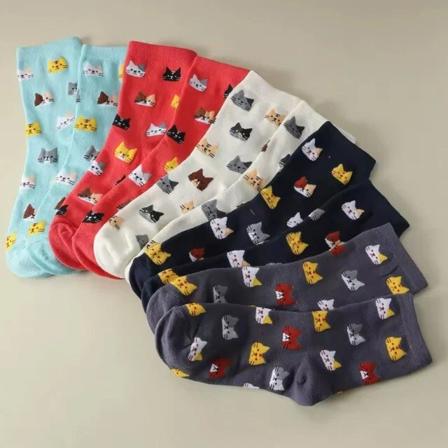 5 pares de lindos calcetines de entrenamiento de tobillo Kawaii con estampado de gato para mujer perfectos para amantes de los gatos Foto 2 de 4