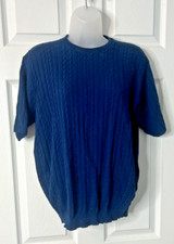 Alfred Dunner Navy Blue Cable Knit Sweater - Small, Made in USA