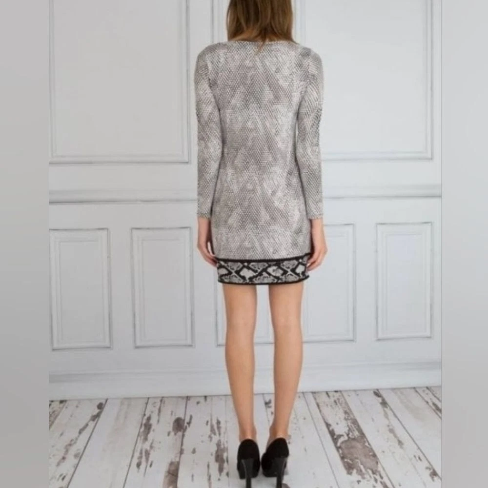 Abito Michael Kors nero bianco stampa rettile pelle di serpente taglia M jersey elasticizzato