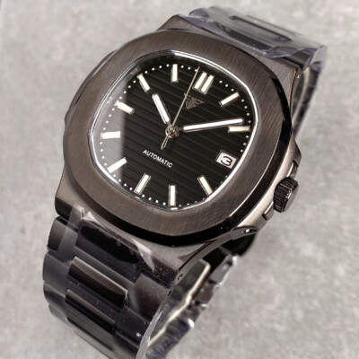 For ''Nautilus'' Collection 40mm Black PVD Coating Square Sapphire NH35A Men Watch