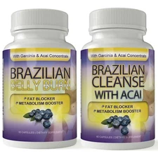 Brazilian Belly Burn Weight Loss Pills & Detox Cleanse Caps Combo Free Shipping