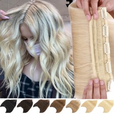 One Piece Clip in 100 Real Remy Human Hair Extensions 3/4 Full Head Blonde Weft