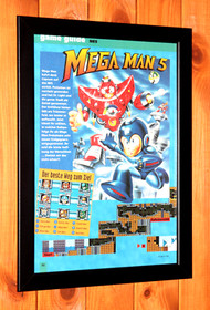 1992 Mega Man 5 Capcom NES Vintage Promo Small Rare Poster / Ad Page Framed
