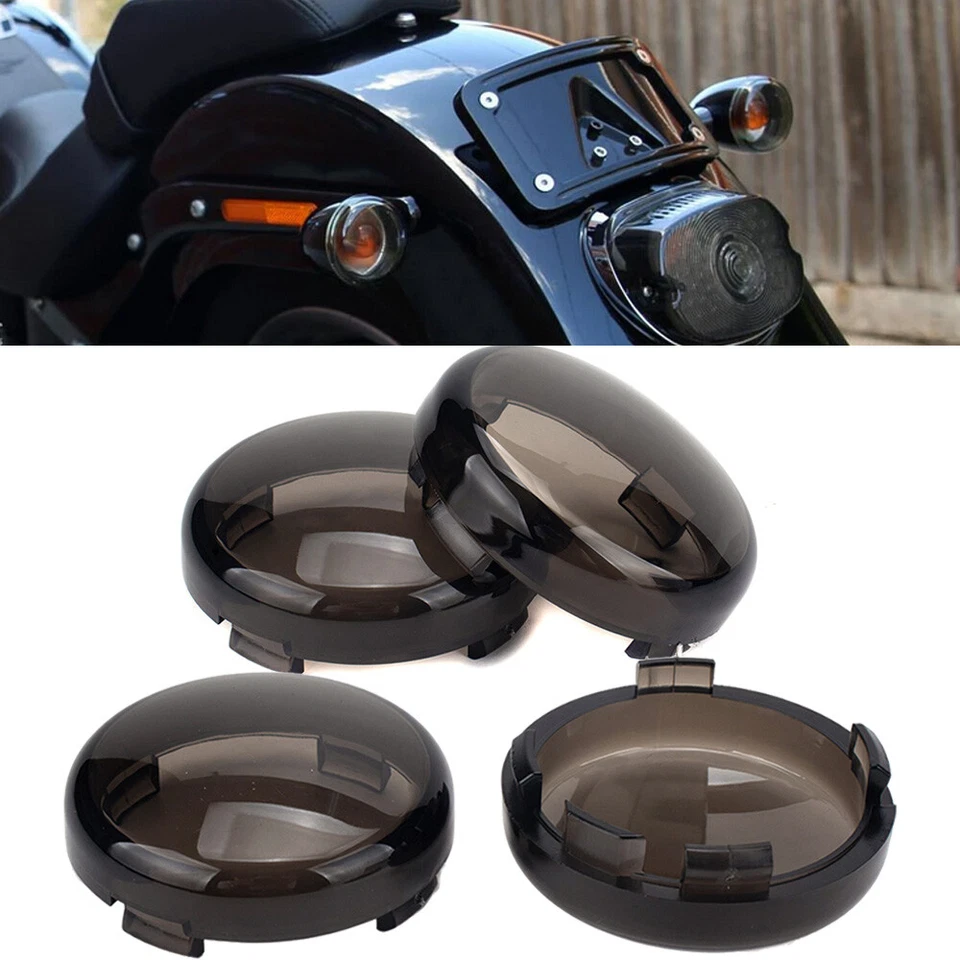 4pcs Smoked Turn Signal Light Lens Covers For Harley Touring Road Electra Glide - Image 4 of 4