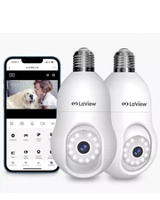 LAVIEW 4MP Bulb Security Camera 2.4GHz,360° 2K Security Cameras 2 Pack- WHITE