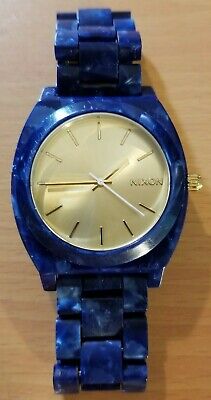 Nixon The Time Teller blue acetate analog watch New battery 11I | eBay