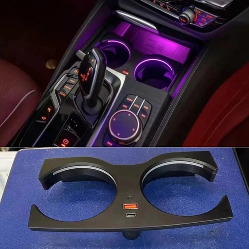 Fit For BMW 5 Series G30 G38 2018-2022 Water Cup Holder Panel Trim Ambient Light - Picture 2 of 6