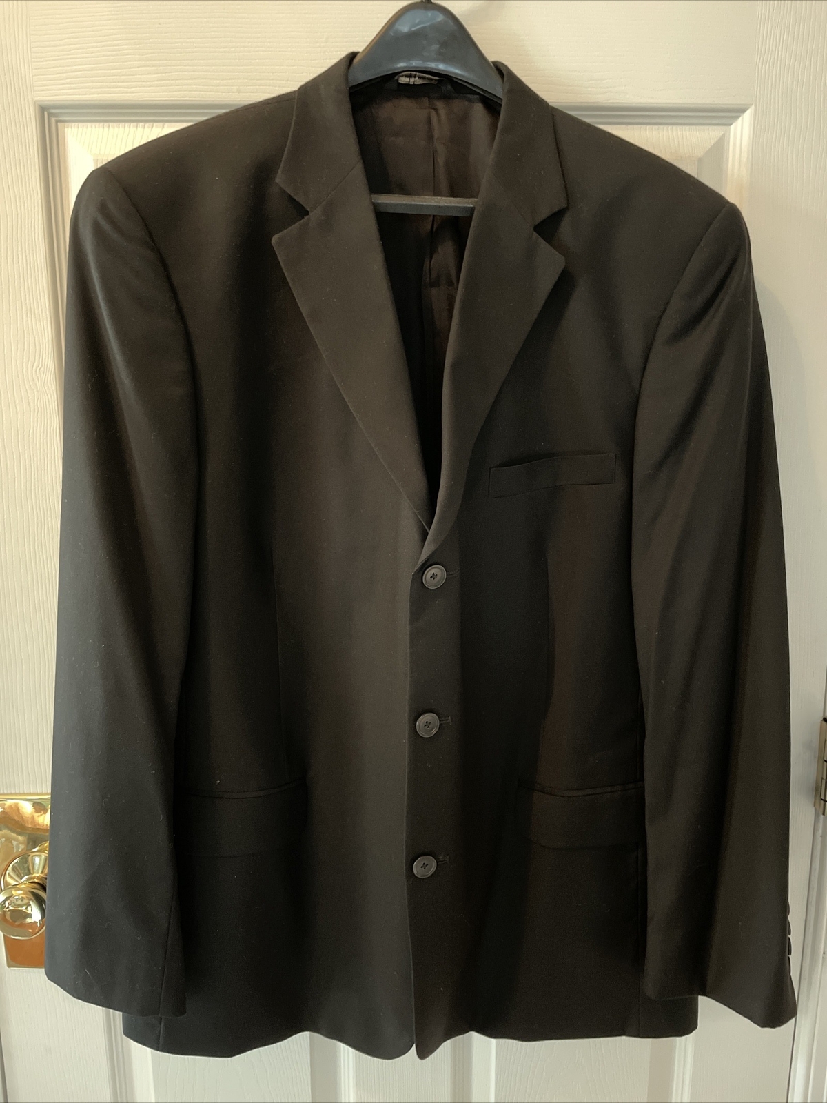 OFFER Mens Black Classic Dress Suit Wool Jacket 46R B… Gem