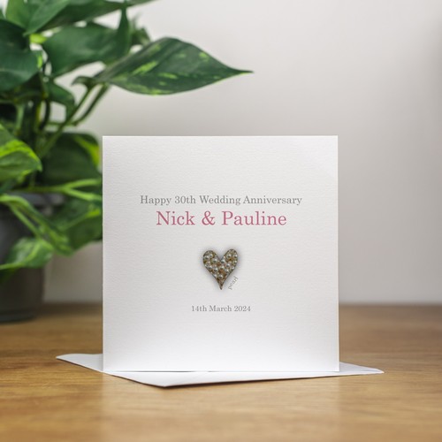Personalised Handmade 30th Pearl Wedding Anniversary Card For Them Husband Wife - Picture 2 of 3