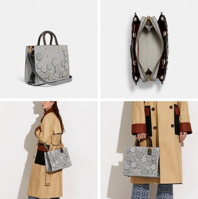 Coach ◆ C8520 Rogue in Colorblock with Tea Rose Applique COACH C8520 Rogue in Colorblock with Tea Rose Applique Dove
