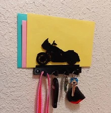 HARLEY Motorcycle Style Key, Mail, Leash Holder with 4 hooks. Screws included. 